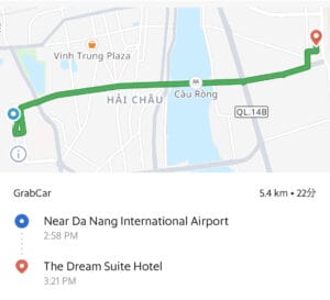 ダナン空港からミリオンゴットゲーミングまでの経路