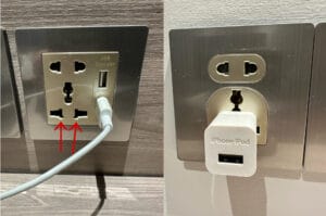 USBが挿せるコンセントもある